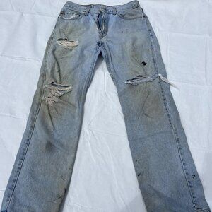 Vintage Levis 505 Regular Fit Straight Leg Jeans Size 32x32 Distressed Holes